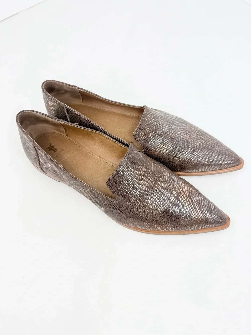 Frye KENZIE VENETIAN Multi Metallic Bronze Shimmer Pointed Toe Ballet Flats
